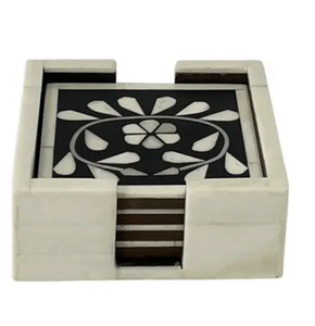 Juego de Posavasos Redondos con Incrustaciones de Hueso y Soporte, Posavasos Decorativos Hechos a Mano para Mesa de Comedor y Decoración del Hogar - Product Image 6