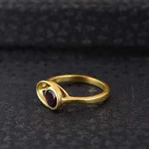 Latest Design Boho <b>Garnet</b> <b>Ring</b> Dainty Brass <b>Rings</b> for Women 18K Gold Plated Oval Geometric Solitaire <b>Rings</b> for Wholesale/OEM/ODM - Product Image 5