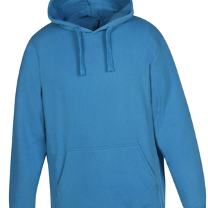 Sweat-shirt à capuche unisexe en coton molletonné bleu uni, sweat-shirt à capuche décontracté d'hiver, streetwear, coupe régulière, vente en gros, approvisionnement en vrac - Product Image 3