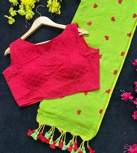 Sari en coton Khadi tendance avec broderie, au prix le plus bas, fournisseur de Surat, fabricant de mode féminine, en vente - Product Image 6