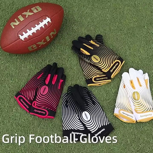 Handlady Gants de football américain pour jeunes Gants de rugby confortables et extensibles en noir et or pour enfants Design large récepteur - Product Image 5