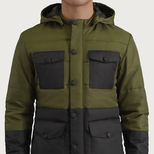 Chaqueta Bomber para Hombre, Ecológica, de Lona, Cortavientos, con Capucha y Cuello Alto, Cierre Frontal con Cremallera, Estilo Casual de Invierno, Servicio OEM - Product Image 3