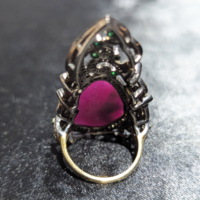 REYES Bague artisanale en pierre précieuse de style victorien rubis émeraude avec accents de diamant Bijoux de luxe en or 14 carats et en argent 925