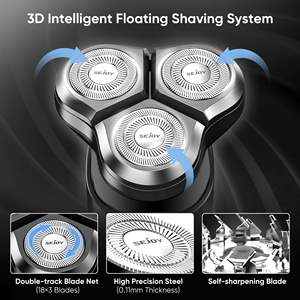 Rasoir Électrique Rotatif 5-en-1 pour Hommes, Tête Flottante Étanche IPX7, Kit de Toilettage pour Visage, Corps, Nez, Barbe et Tondeuse à Cheveux – Lames de Rechange - Product Image 4