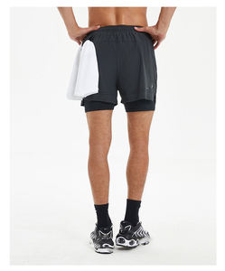 Pantalones cortos de baloncesto para gimnasio de secado rápido para hombre, pantalones cortos de entrenamiento de pista de poliéster con bolsillo lateral con cremallera, pantalones cortos deportivos de entrenamiento para sólido - Product Image 3