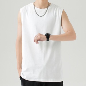 เสื้อกล้ามผ้าฝ้ายลำลองสำหรับผู้ชายเสื้อออกกำลังกายระบายอากาศได้ดีแขนกุดออกแบบโลโก้ได้ตามต้องการสไตล์สตรีท - Product Image 2