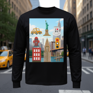 T-shirt a maniche lunghe per gli amanti di New York, souvenir con i monumenti della città di New York, t-shirt promozionale di nuovo stile - Product Image 3