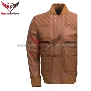 Autumn Winter Men's <b>Leather</b> <b>Jacket</b> Premium Wholesale <b>Long</b> Sleeve Bomber with Zipper Pocket Solid Color Casual Fashionable Design - Product Image 4