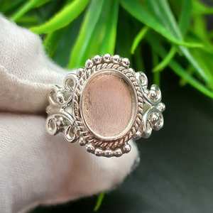 Argent sterling véritable 925 8x10mm Ovale Semi-Mount Bezel Setting Simple Band Good Ashes Resin Fill Keepsake DIY Fine Jewelry - Product Image 5