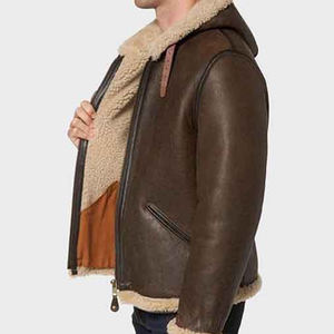 Veste en cuir marron légère en gros 2025, veste en cuir d'agneau véritable avec fourrure, veste en cuir bomber pour hommes - Product Image 4