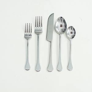 Ensemble de couverts en métal en acier inoxydable à poignée forgée et faite à la main à bout rond couverts polis miroir argenté - Product Image 1