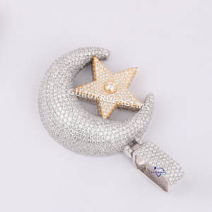 Testeur de diamant Pass 14KT or blanc et rose taille ronde diamant cultivé en laboratoire Iced Out Hip Hop IGI certifié pendentif clarté VVS - Product Image 4