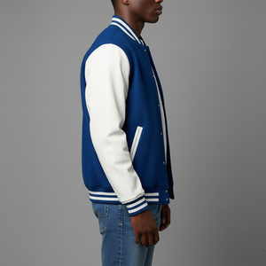 แจ็คเก็ตวาร์ซิตี้ผู้ชายสั่งทำขายส่ง ตัวเสื้อผ้าขนสัตว์หนา แขนผ้าฝ้าย ปักลาย ทรงหลวม ขนาดสั่งทำได้ - Product Image 3