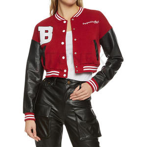 Blouson Bomber Universitaire Vintage Personnalisé OEM pour Femme, Style Letterman Brodé, en Coton Imperméable pour l'Hiver - Product Image 5