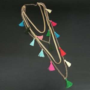 Collar de capa de hilo multicolor chapado en oro Jeweljunk patrón numérico Floral religioso clásico para aniversarios 1111510 - Product Image 1