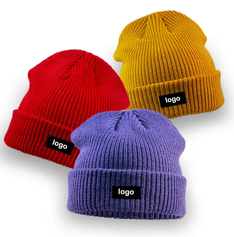 مخصص الشتاء الدافئة قبعة صغيرة 100% الاكريليك bennies القبعات جميع أنحاء شعار محبوك الجاكار الشتاء الجمجمة قبعة صغيرة