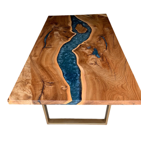 Mesa de Resina Epoxi de Primera Calidad con Diseño Único, Impresionante Veteado de Madera, Madera de Acacia Ecológica para Restaurantes, Hecho en India - Product Image 3