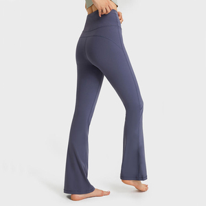 Legging de yoga ajusté en bambou personnalisé, pantalon évasé taille mi-haute, tricoté sans couture, antibactérien, respirant, bambou biologique - Product Image 3