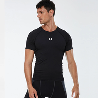Vêtements de sport d'été pour hommes, t-shirt de compression, hauts élastiques à séchage rapide avec design athlétique imprimé