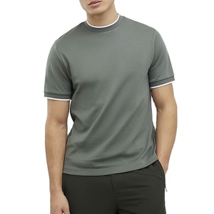 T-Shirt Unisex Slim Fit Heavyweight High Quality Material Ribs <b>Arms</b> Comfortable Design Screen Print Logo Blank Summer T-Shirt - Product Image 1