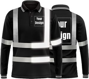 เสื้อโปโลสำหรับผู้ชายและผู้หญิง, เสื้อเชิ๊ตผู้ชายเสื้อเชิ๊ตแขนยาวคอกลมแถบสะท้อนแสงมองเห็นได้ชัด - Product Image 5