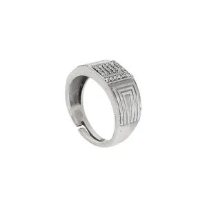 Bague à griffes en titane pour homme, tendance et romantique, avec incrustation d'argent 18 carats - Cadeau pour lui - Product Image 3