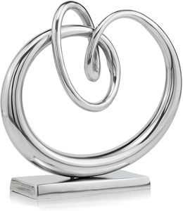 Escultura de Metal abstracta plateada de 17 \ "H para pared, oficina, hogar, entrada, habitación, decoración, estilo artístico navideño, decoración de escultura de mesa - Product Image 1