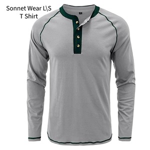 T-shirt décontracté pour homme, col rond, manches longues, coupe ajustée, grande taille, 100% coton velours lavé - Product Image 1