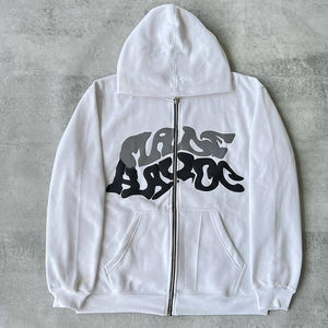 Sudadera con capucha y cremallera personalizada de alta calidad para hombres OEM de buena calidad para estampado de hojaldre para ropa de invierno - Product Image 6