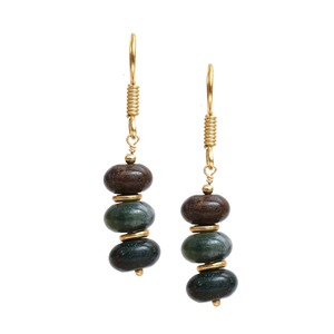 Moss Agate Dangle <b>Earrings</b> Handmade Gold Plated Design with Spacer Beads Elegant Green Gemstone Jewelry for Women - Product Image 5