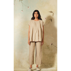 INDRA TOP-100% Lin - Haut en lin avec plis décoratifs - Product Image 1
