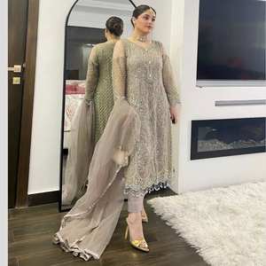 Indian Designer Women's Bollywood Special Collection Heavy Diamond Work Embroidery Sequence Heavy Soft <b>Net</b> <b>Fabric</b> for Party - Product Image 1