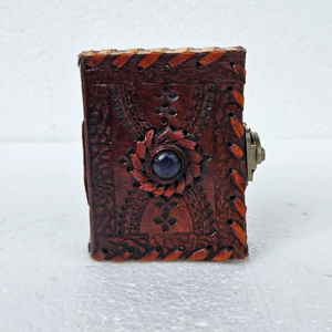 Mini da Tạp Chí với đá quý và khóa cổ điển tay dập nổi máy tính xách tay nhỏ với tái chế bông giấy handmade món quà du lịch - Product Image 2