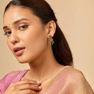 Boucles d'oreilles pendantes florales en cuivre pour mariage, style religieux tendance, en alliage de zinc - Product Image 3