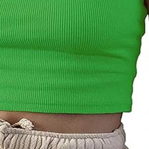 Casual Basic Sleeveless Crop <b>Tops</b> Femme Women Tank <b>Top</b> Round Neck <b>Racerback</b> Ribbed Tank <b>Top</b> made By Dress Sports - Product Image 3