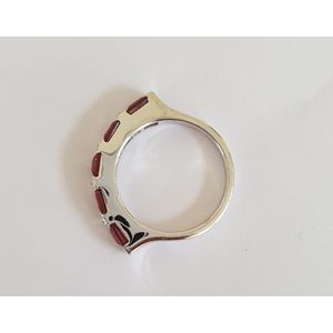 Women's Handmade 925 Sterling <b>Silver</b> <b>Ring</b> with Natural <b>Garnet</b> White Topaz Princess Cut Diamond Fine Jewelry for Everyday Wear - Product Image 4
