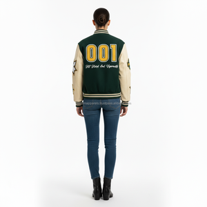 Custom wool body varsity <b>jacket</b> with leather sleeves featuring high-quality chenille embroidery and personalized patches for <b>men</b> - Product Image 6