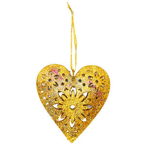 Coeur rose suspendu métal ornement paillettes coeur décoratif pour arbre de noël fête de mariage décoration de la maison cadeau pièce - Product Image 3