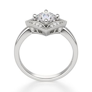 Bague de fiançailles Halo avec cadre princesse et diamant rond pour femme - Product Image 2