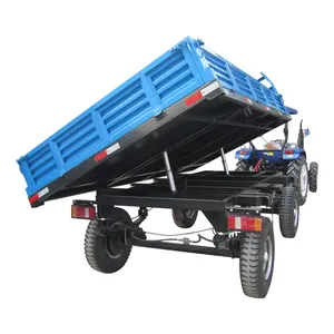 Pengangkut terbaik trailer ujung pertanian 4 roda 2-3 ton traktor mini trailer hidrolik untuk panen