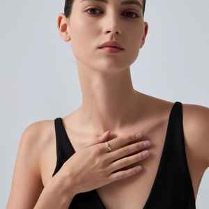 Bague empilable en or jaune 14 carats avec ailes d'ange, bague en diamant de laboratoire taille marquise, bague de promesse, cadeau raffiné pour mariage, bijoux - Product Image 4