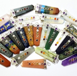 Pendentif multi-pierres naturelles | Pendentif métassique de guérison | Pendentif porte-bonheur de Protection de la méditation à sept chakras - Product Image 4