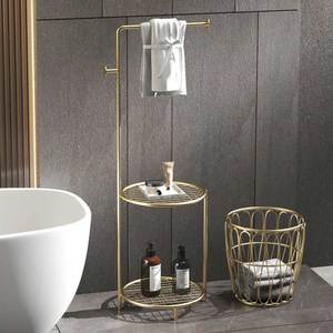 KPT68032 Étagère de rangement moderne en acier inoxydable pour salle de bain avec panier, fixation murale d'angle en métal pour hôtels - Product Image 1