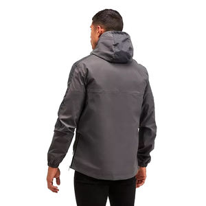Fabriqué en usine hommes imperméable demi fermeture éclair coupe-vent veste avec capuche attachée et ourlet brut personnalisé haute rue coupe-vent Jack 2025 - Product Image 2