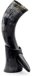 Cuerno para beber de búhos y vikingos, con soporte, cuerno de vaca para beber, pulido - Product Image 5