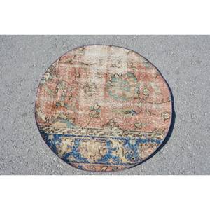 Tapis turc vintage grande surface 27x27 pieds rouge bleu surdimensionné Patchwork Design Viscose laine matériel Latex pour couloir chambre décor - Product Image 1