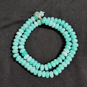 Collar de Cuarzo Opal, Cuentas Redondas Lisas, Gargantilla, Joyería de Piedras Preciosas Azul Agua, Collar de Cuentas Delicado, Hecho a Mano, Regalo para Ella - Product Image 3