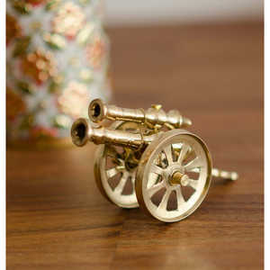 Cañón Decorativo de Latón Dorado ECraftIndia, Rojo y Marrón, 11 cm, para Decoración del Hogar, Material de Latón Premium - Product Image 2