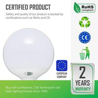 Ampoule LED Globe CLAR-E27 15W Grande Taille en Aluminium, Lampe Décorative Économe en Énergie pour Éclairage Résidentiel et d'Espaces Amples
