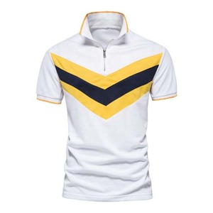 Polos de manga corta de algodón de talla grande para hombre, tela transpirable OEM, bordado personalizado, informal, ajustado, diseño de media cremallera - Product Image 1